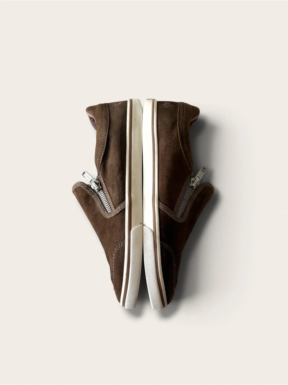 Lauren Ralph Lauren Brown Suede Slip-On Sneakers with Side Zip